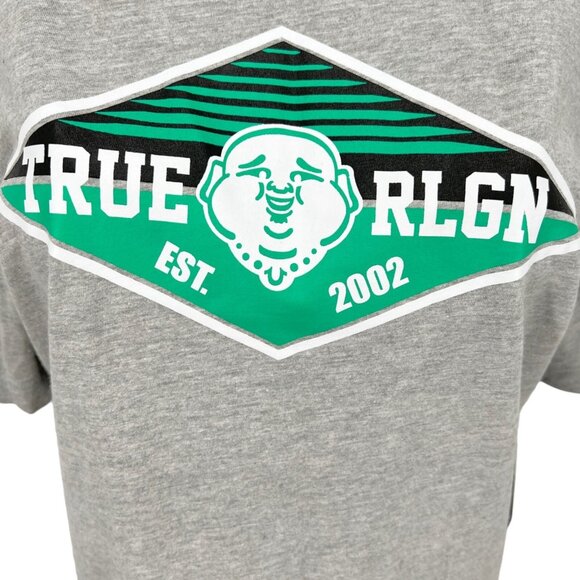 NEW True Religion Buddha Face Logo Short Sleeve Heather Grey T-shirt Size Large - Picture 8 of 12